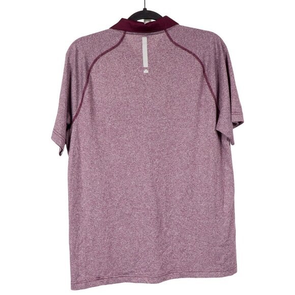 MSX Polo Shirt M Mens Heathered Burgundy Classic Short Sleeve Purple Color Block - Picture 2 of 5